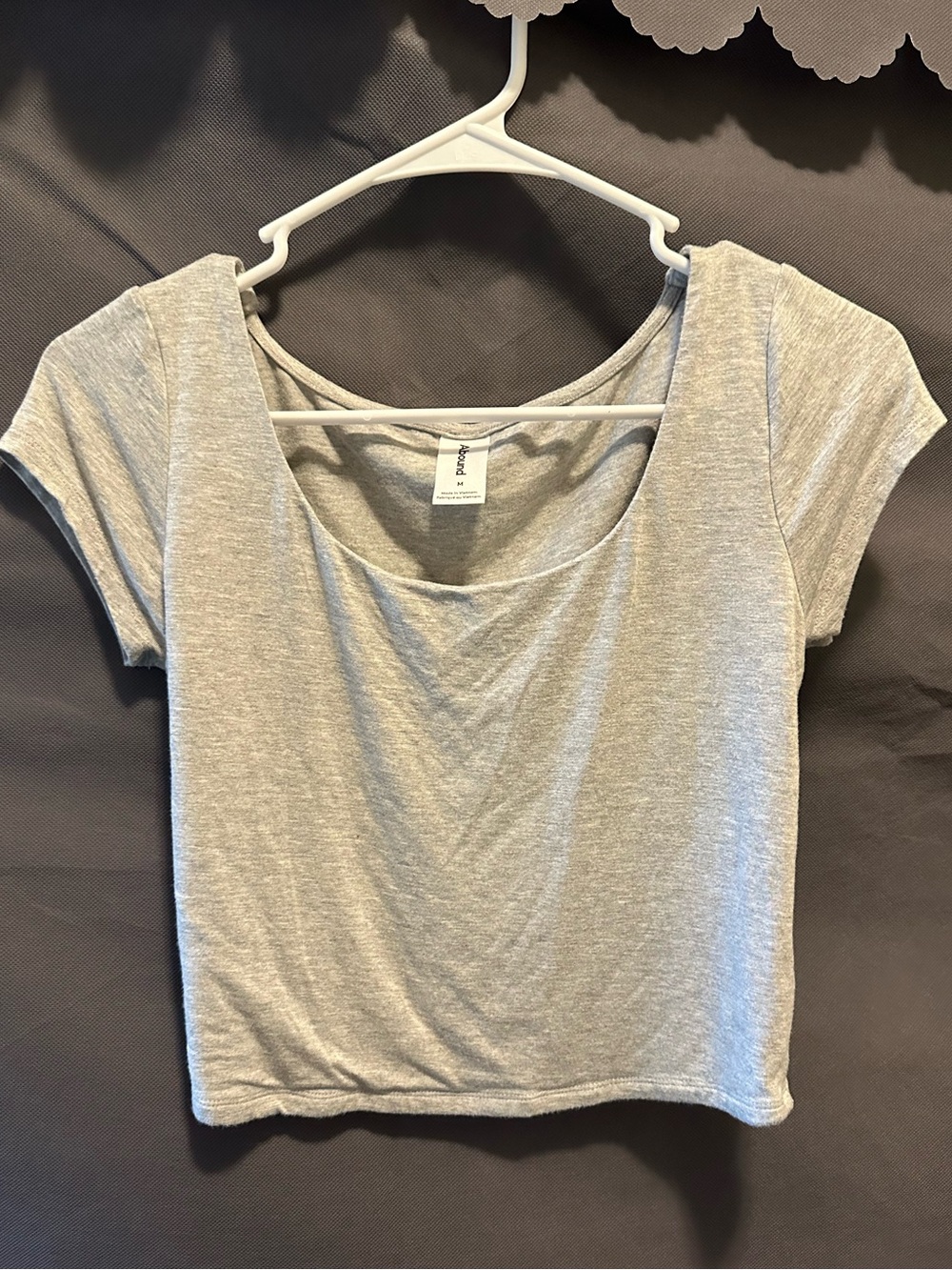 Abound Light Gray Scoop Neck Cropped Tee